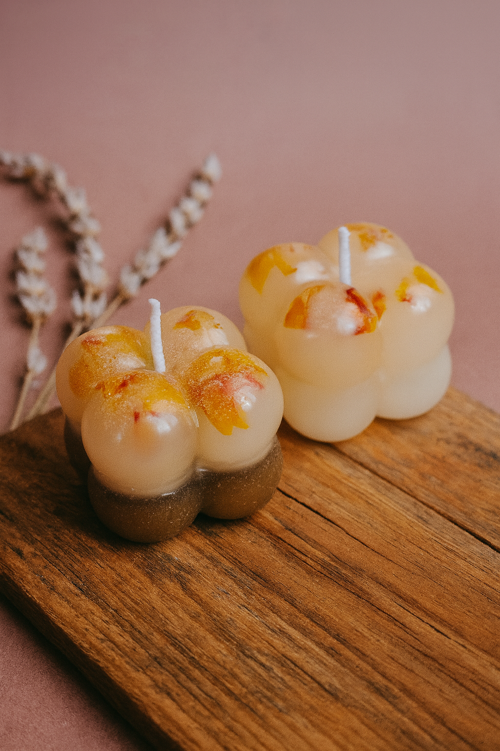 🌼 Combo Pack of 3 – Bubble Candles with Real Yellow Rose Petals