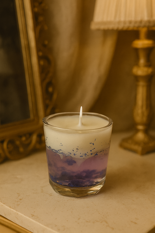 Valesuprano Water-Inspired Candle (Layered Blue & White, Premium Glass Jar)