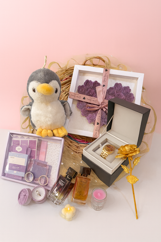 Valesuprano Luxury Celebration Gift Hamper (Plush Toy, Watch, Perfumes & Accessories Set)Customise this hamper according to your prefrences.