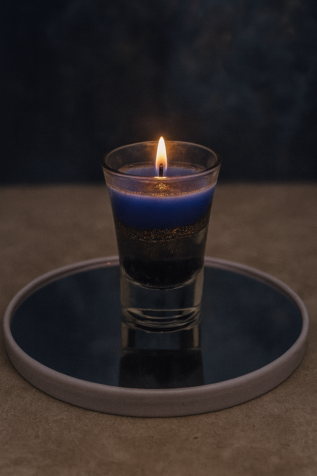 Valesuprano Midnight Glow Candle (Blue &amp; Gold Layered, Luxury Glass Jar)