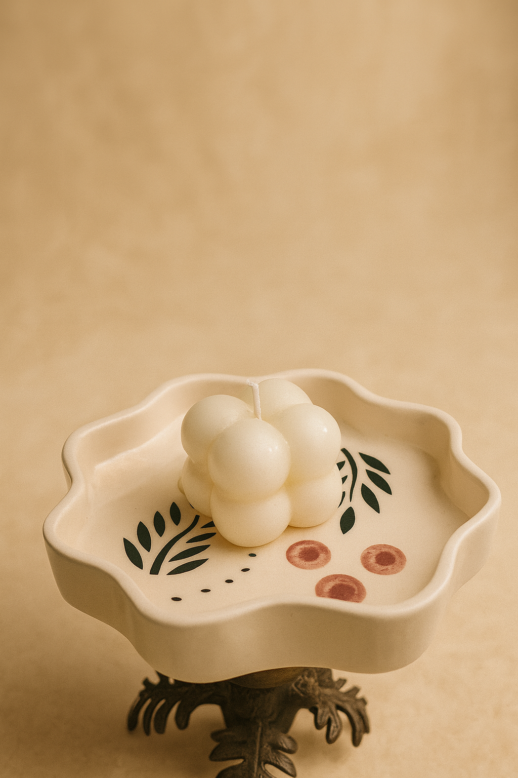 Valesuprano Mini Bubble Candle (White, Aesthetic Decorative Candle)