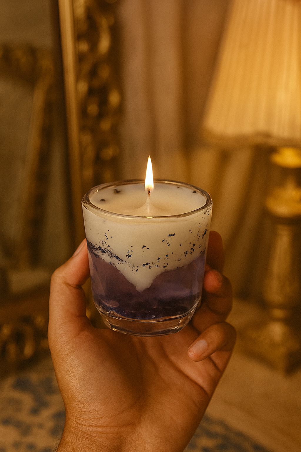 Valesuprano Water-Inspired Candle (Layered Blue & White, Premium Glass Jar)